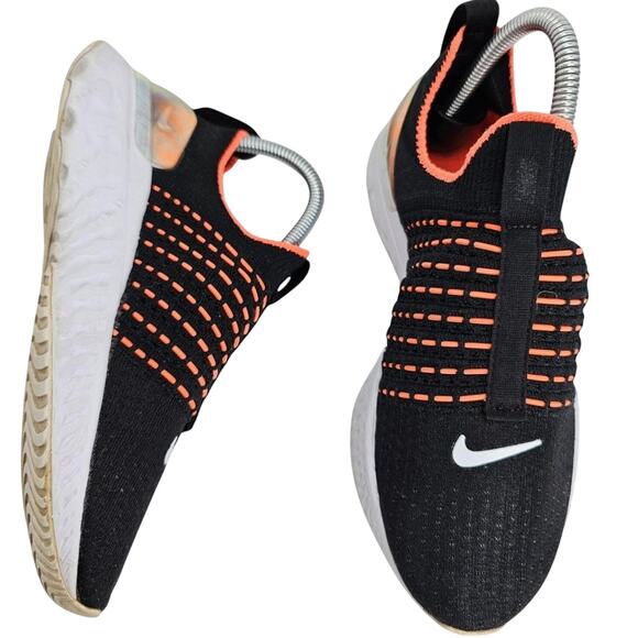 Nike React Phantom Run Flyknit Black Mango Womens 6.5 Running Shoes Sneakers - Picture 1 of 7